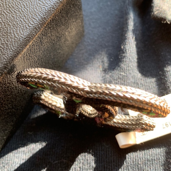New CHANEL 🖤 Pin Brooch Silver Tone Black Pink Green Gray Blue Tan Tweed Thread - Picture 10 of 16